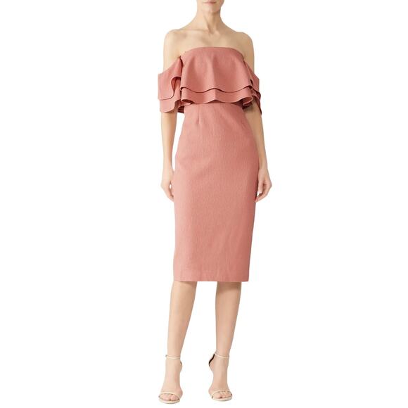 Keepsake 'Spice No Reason' Off the Shoulder Ruffle Sheath Dress Pink size XS NWT - Picture 1 of 9